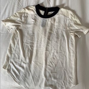 Lou & Grey white short sleeve top with mesh panels